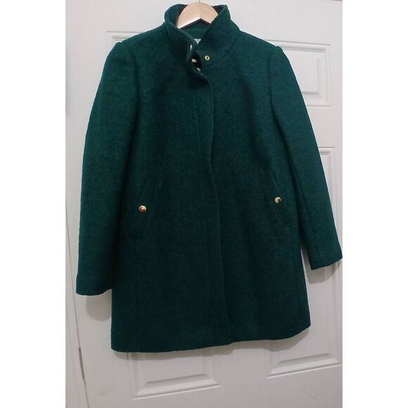 Ann Taylor womens small petite boiled wool pea coat zip front hunter Teal green - Picture 1 of 6